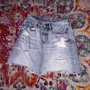 American Eagle Blue Denim Jean Distressed Skirt